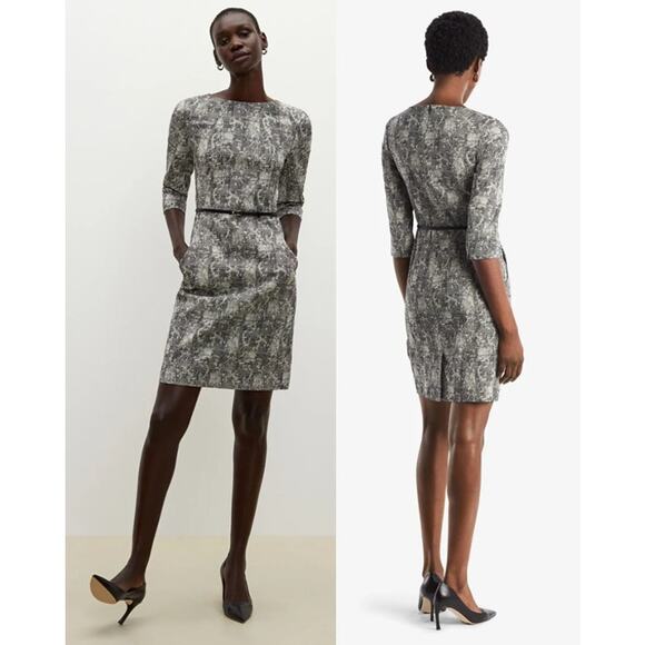 MM. LaFleur The Etsuko Sheath Dress 3/4 Sleeve Crackle Black Women's Plus 1X 20 - Picture 2 of 9